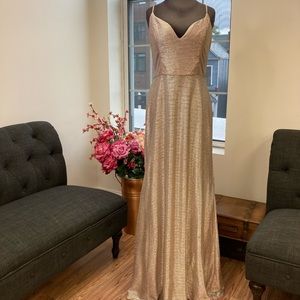Hailey Paige Metallic dress in champagne color